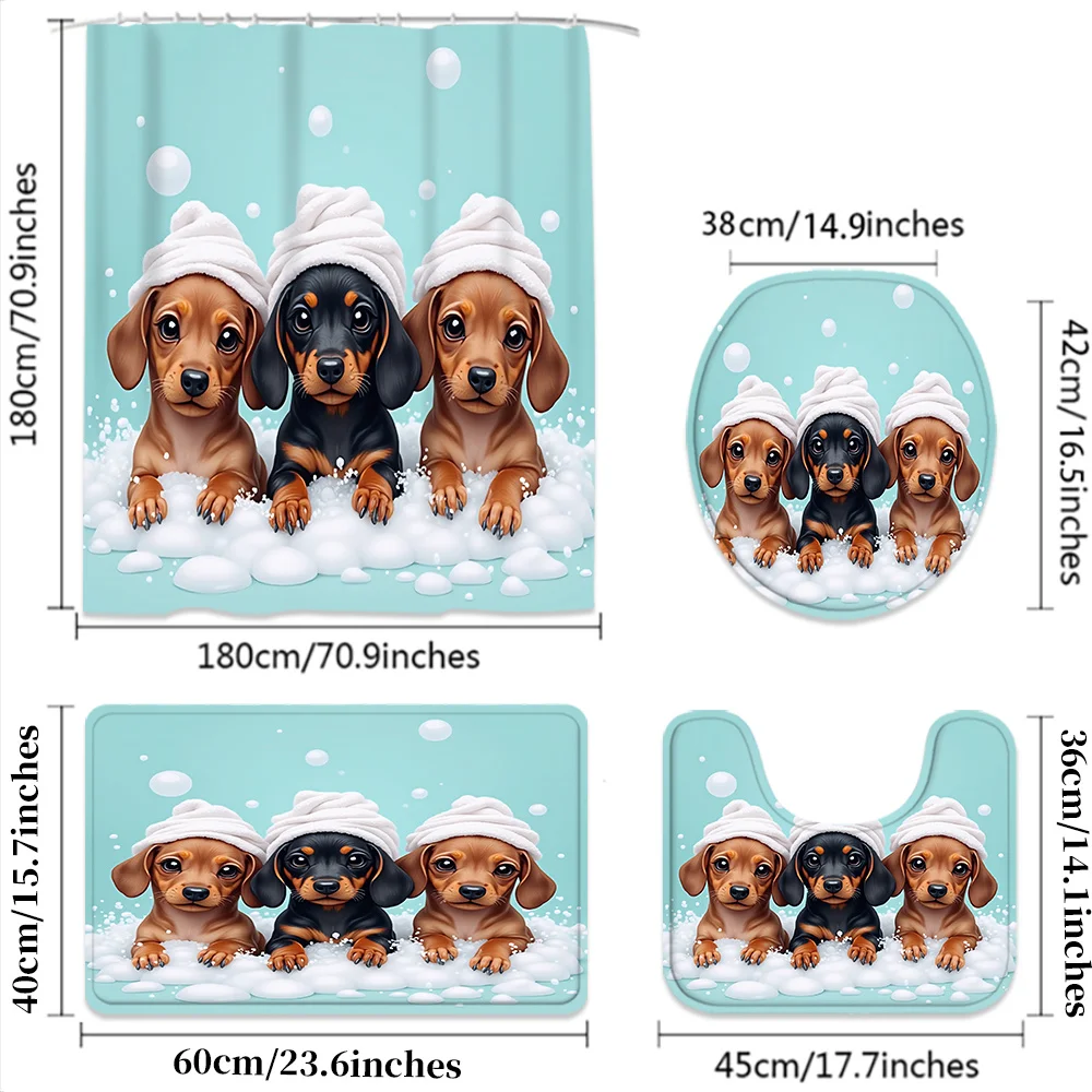 Cute Dog Puppy Bubble Shower Curtain Waterproof Bath Curtain for Kids Bathroom Home Decor Polyester Pet Gift Novelty Style