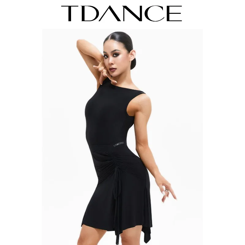 Customized TDANCE Latin Modern Practice Dress with Chest Cushion Basic Versatile Solid Color Women GL-172