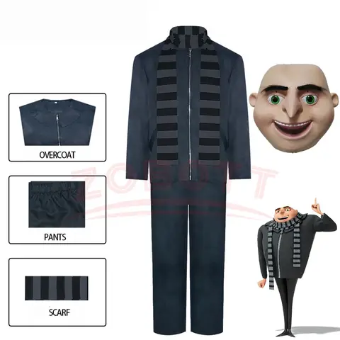 Movie Minion Thief Dad Gru Costume Halloween Party Cosplay Costume Gru Cosplay Costume Coat Pants for Men Male carnival Suit