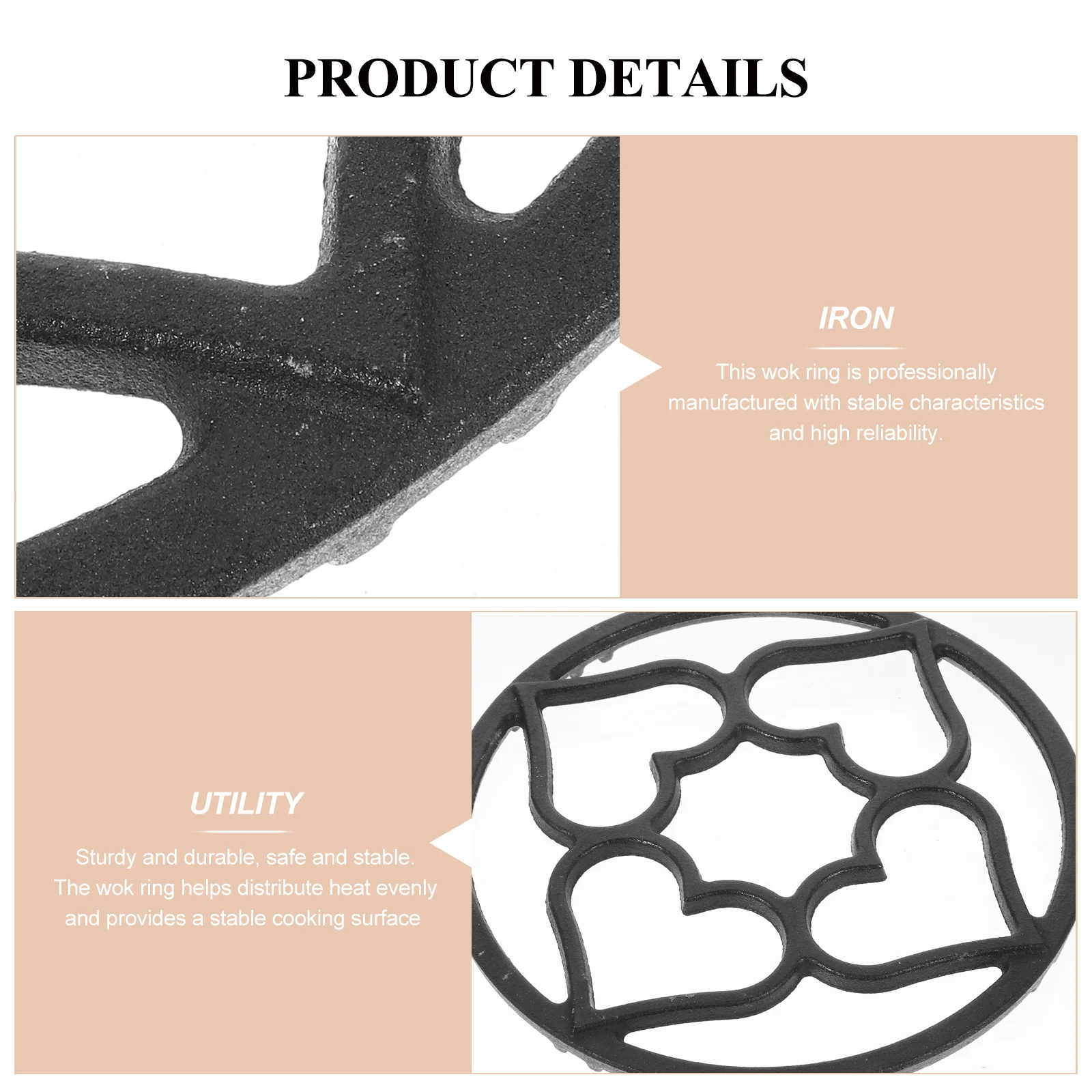 

Wok for Gas Stove Cast Iron Non Slip Heavy Duty Cookware Stand for Round Bottom Wok and Pots Stove