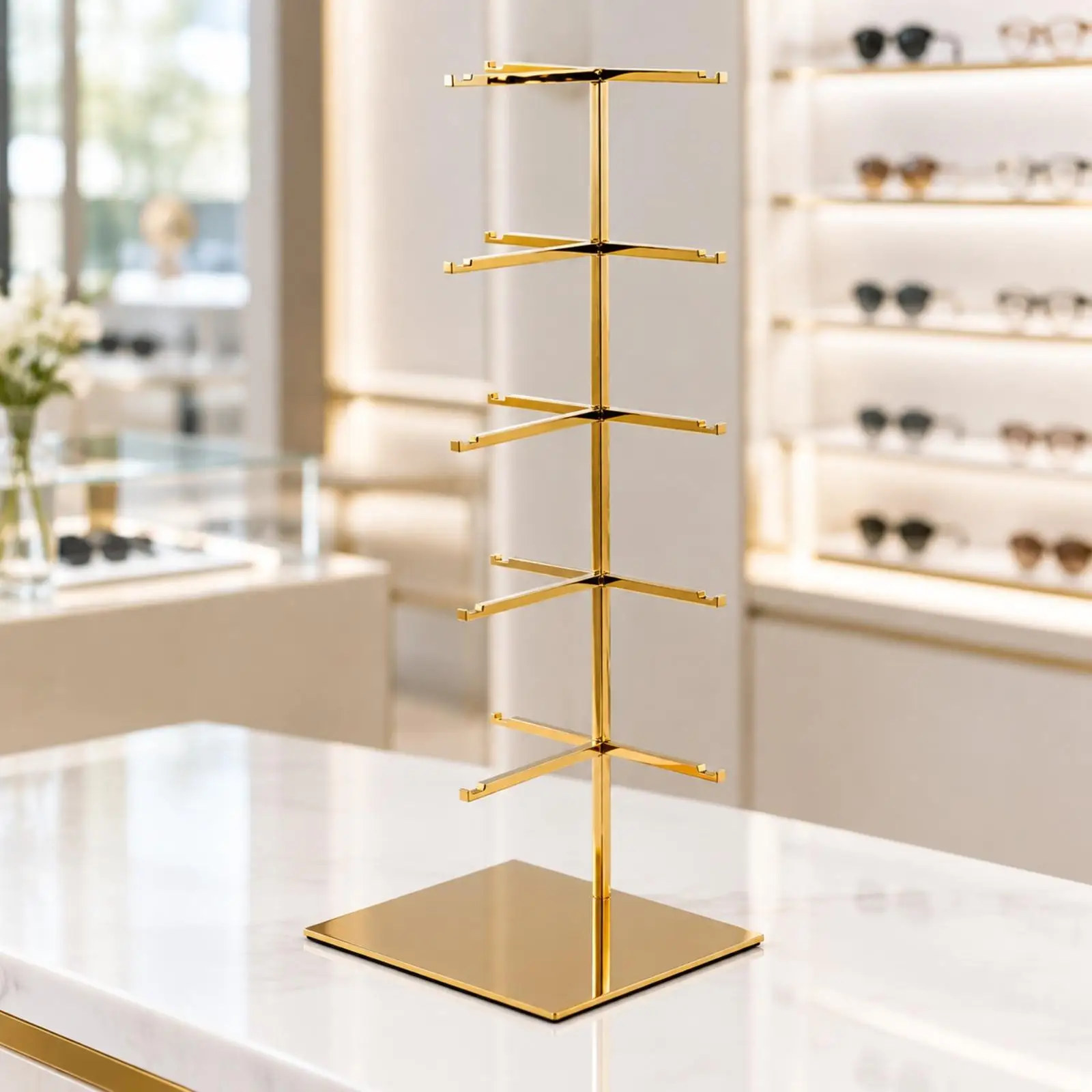 Stainless Steel Sunglasses Display Stand Spectacle Rack Freestanding Eyewear Holder for Retail Shop Showcase Counter