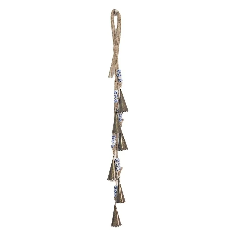 Unique Vintage Bohemia Wind Chime Handmade Triangular Door Hanging Multicolored Ceramic Bead Wall Mounted Wind Chime Door Knob
