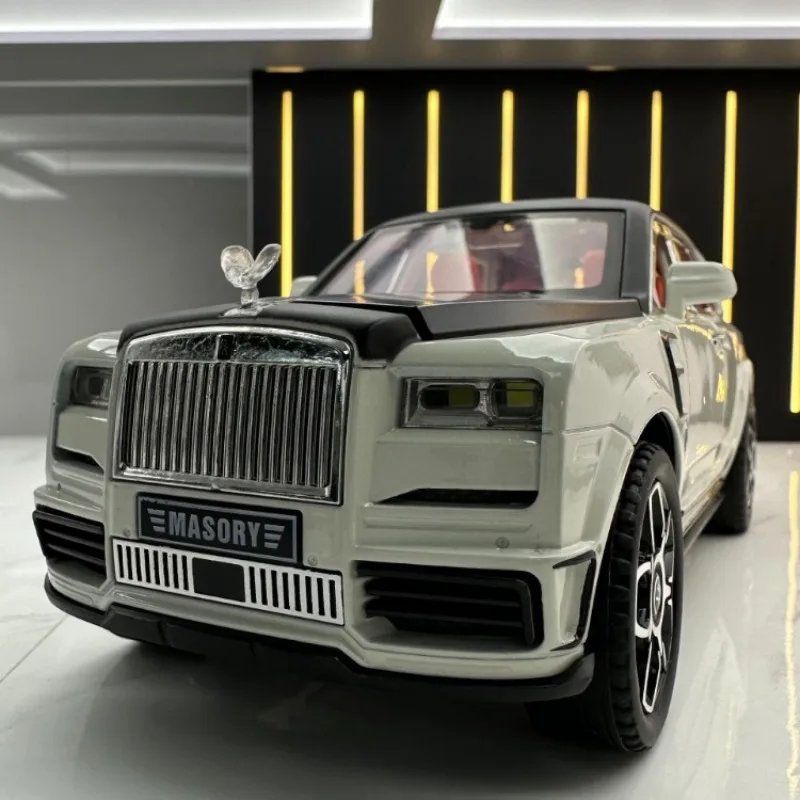 Diecast 1:24 Rolls Royce Cullinan Alloy Car Model Collective Simulation Off Road Vehicles Model With Sound Light Kids Boys Gift