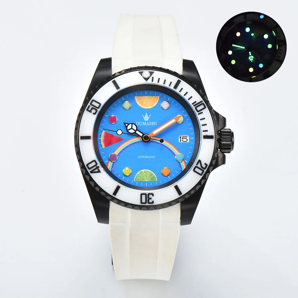 40mm NH35/NH70 diving watch for men with rubber strap Japan genuine NH35/NH70 automatic movement m268655-0010 can customize logo