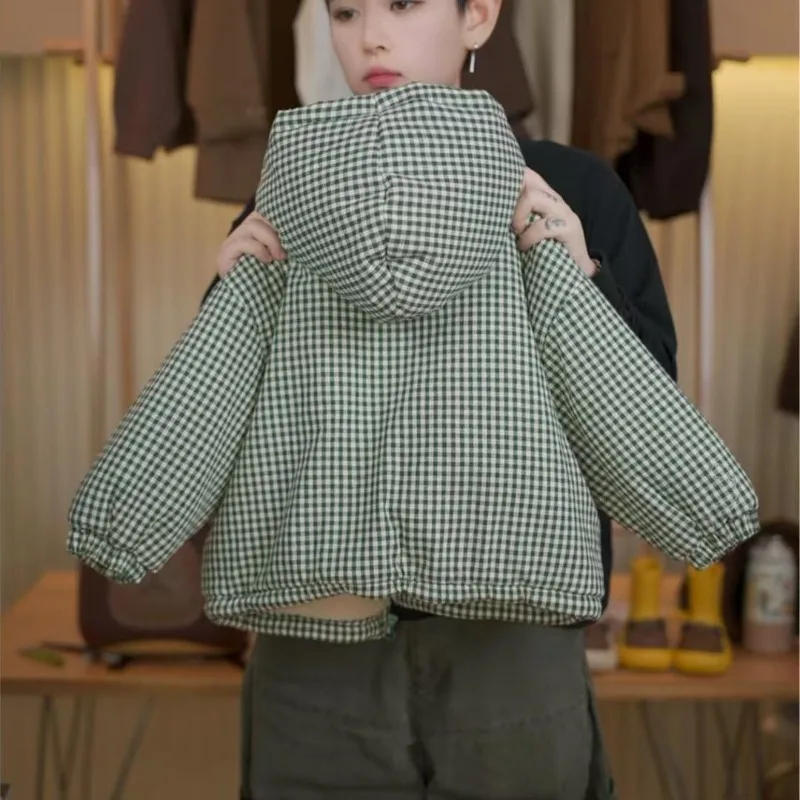 Winter Kinder Mädchen Karierter Parka BELLBELL 1-6 Jahre Kinder Mädchen Plus Samt Warme Oberbekleidung Verdickter Plüsch Säugling Baby Mädchen Kapuzenmantel – Detail 9