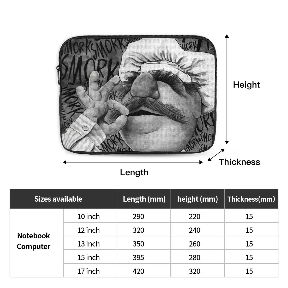 Sueco chef smork notebook bolsa para portátil 10 12 13 15 17 Polegada notebook manga capa saco tablet à prova de choque caso saco