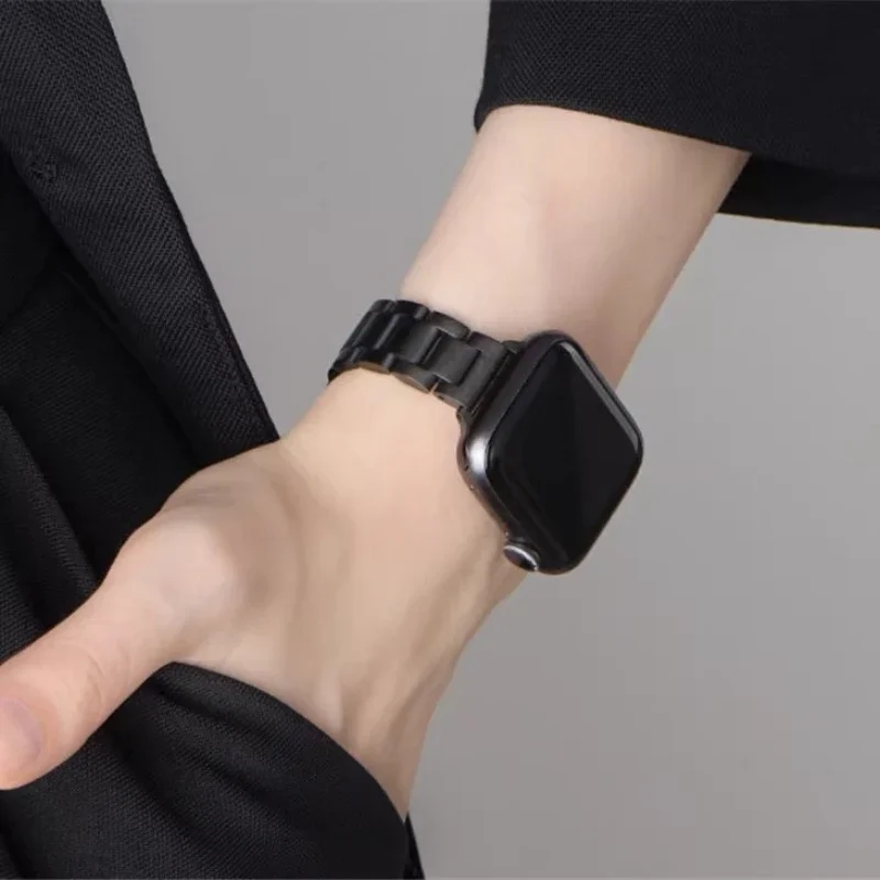 سوار ساعة من الفولاذ المقاوم للصدأ متوافق مع ساعة Apple 38/40/41/42/44/45/49 ملم لسلسلة Iwatch 98765432   حزام نسائي فاخر نحيف