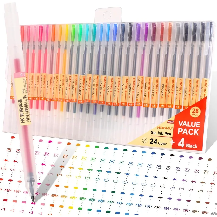 

Gel Ink Pens 28Pcs 0.5 mm Fine Point Assorted Colors Bible Pens Ultra Fine Tip for Jourling Note Taking Drawing Coloring Japane