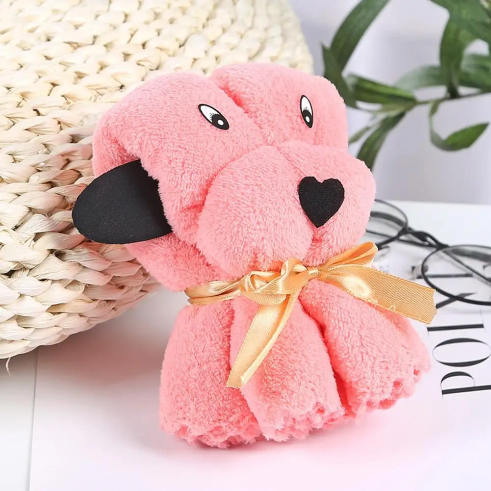 

Puppy Shape Small Towels Hair Drying Towel Handkerchiefs Fluffy Lovely Cartoon Super Soft Coral Fleece Towel Wedding Favors