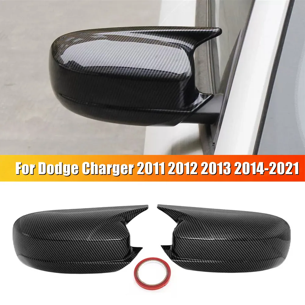 

2PCS For Dodge Charger 2011-2021 Rearview Side Mirror Cover Wing Cap Exterior Door Rear View Trim Car Decoration Accessories