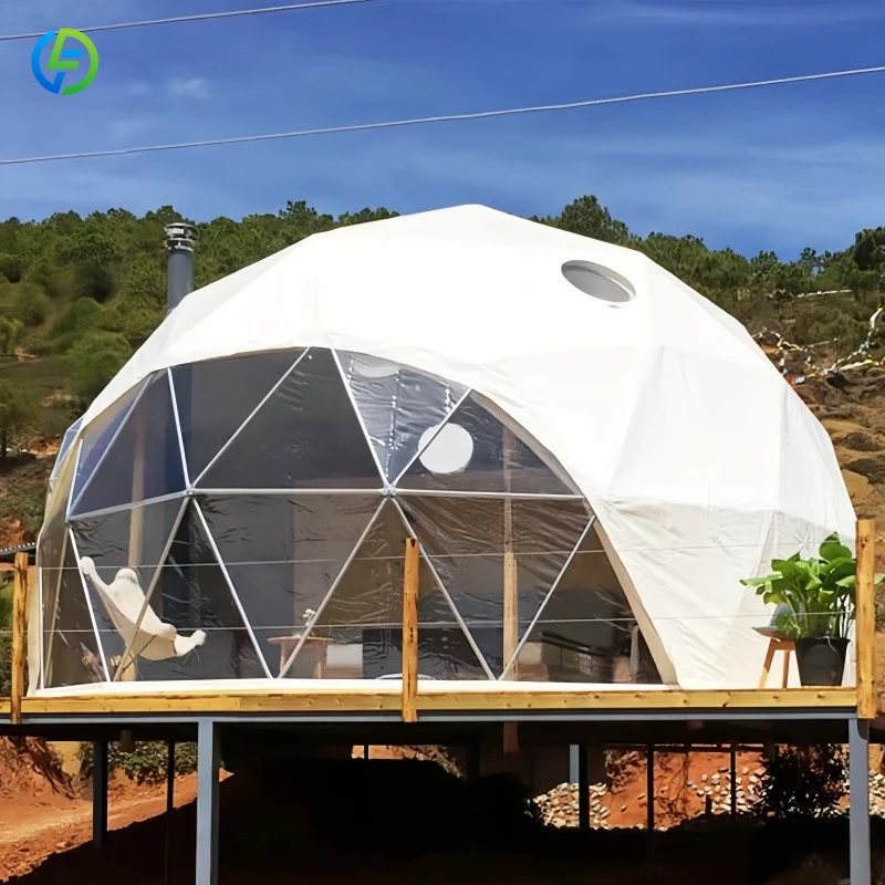 Large Canopy Glamping Waterproof PVC Geodesic Dome Tent House for Outdoor Gatherings Event FL Customized