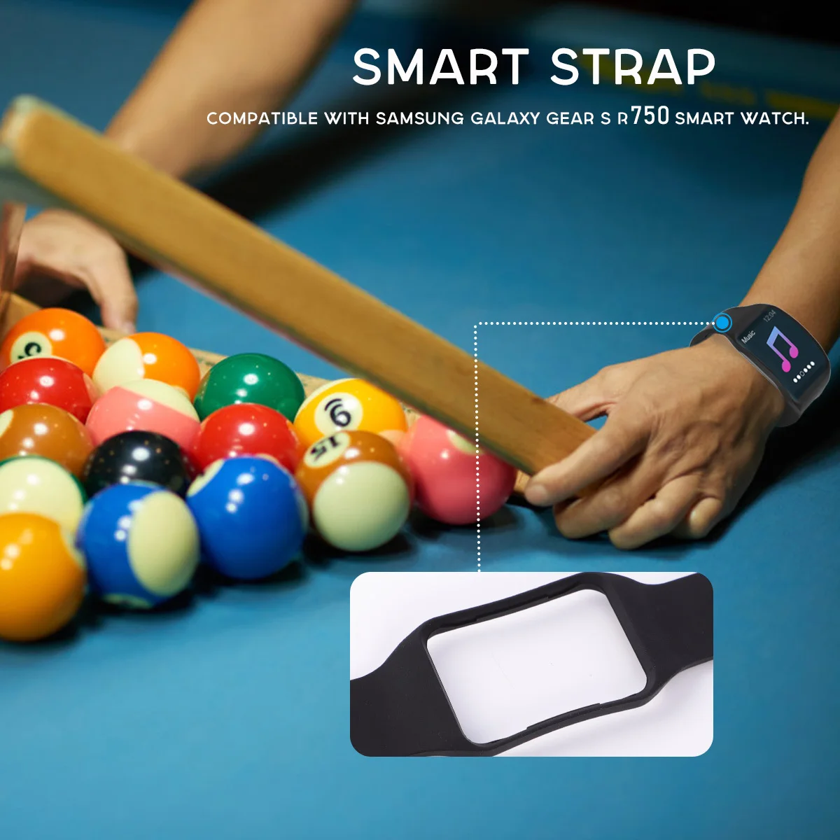 حزام ساعة ذكية Tpe متوافق باللون الأسود لهاتف Gear S R750، حزام ساعة ناعم مريح ومتين، مثالي لرياضات الأعمال #1