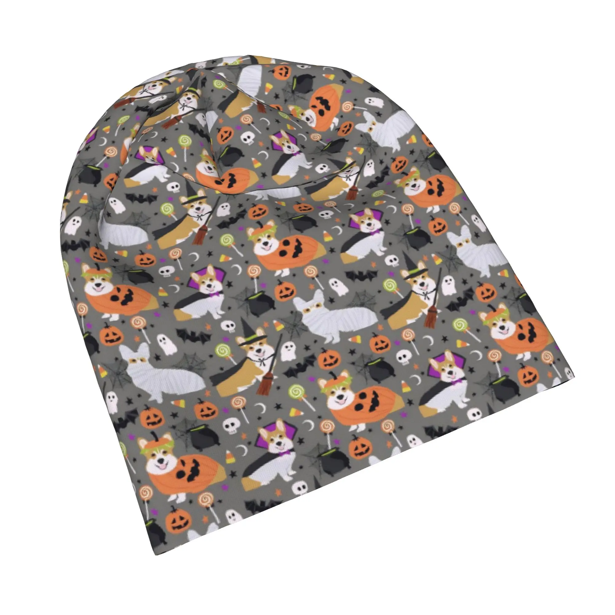 Lightweight Halloween Ghost Pumpkin Spooky Trick Or Treat Witch Slouchy Beanie for Men Women Gym Workout Skull Cap