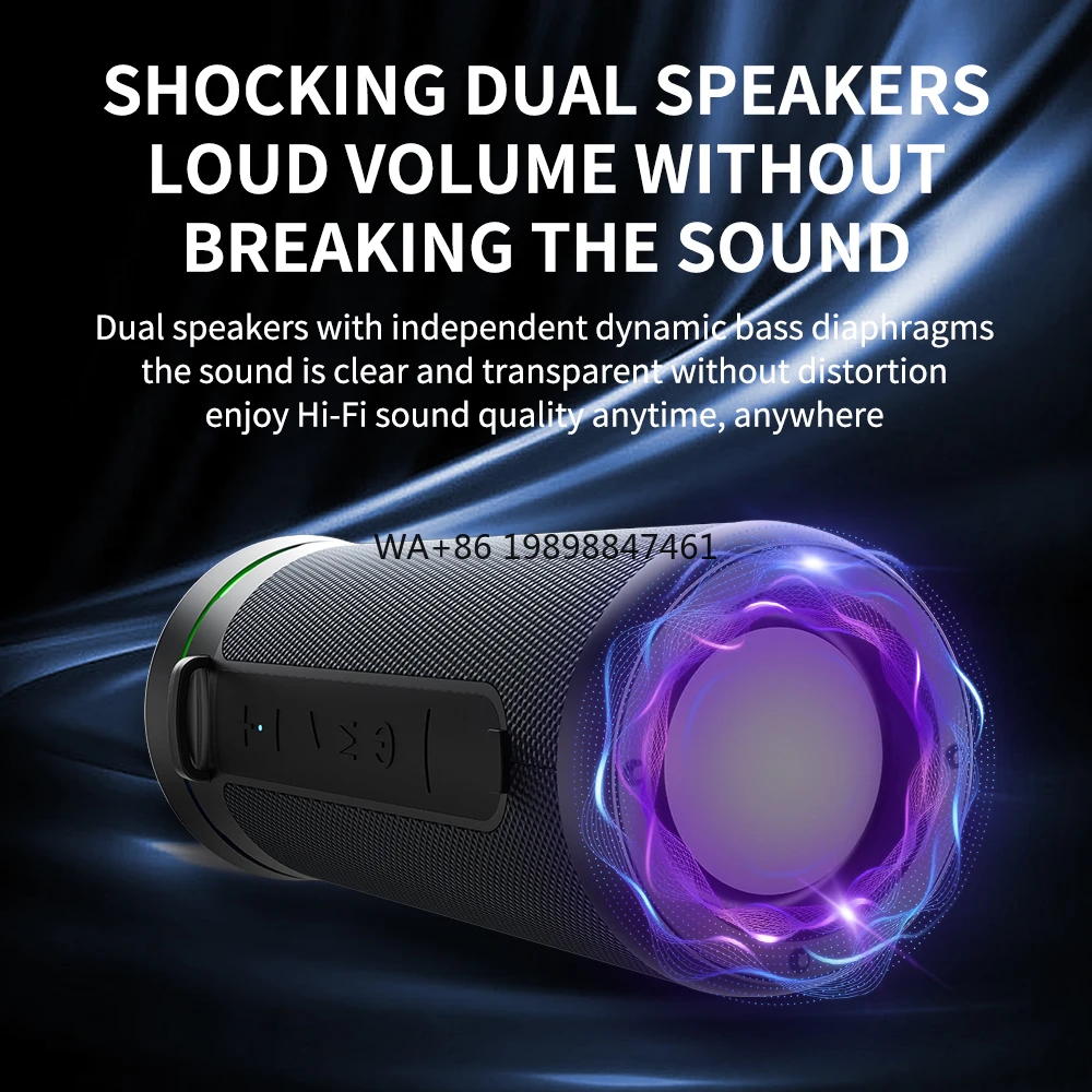 

S11 30W Waterproof Outdoor Portable Wireless Speakers &Volume Adjust Knob, Deep Bass, RGB,TWS, IPX6 Waterproof, 15 Hours Play