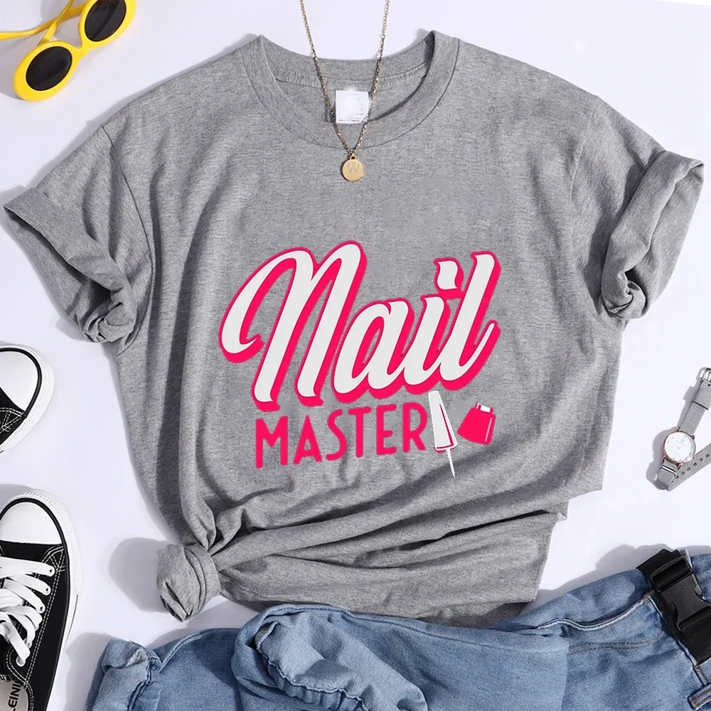 Nail Master Graphic T Shirts Technician Beauty Nail Tech Artist T Shirt Women Funny T Shirts Graphic Tshirt Manicure Shop Tops