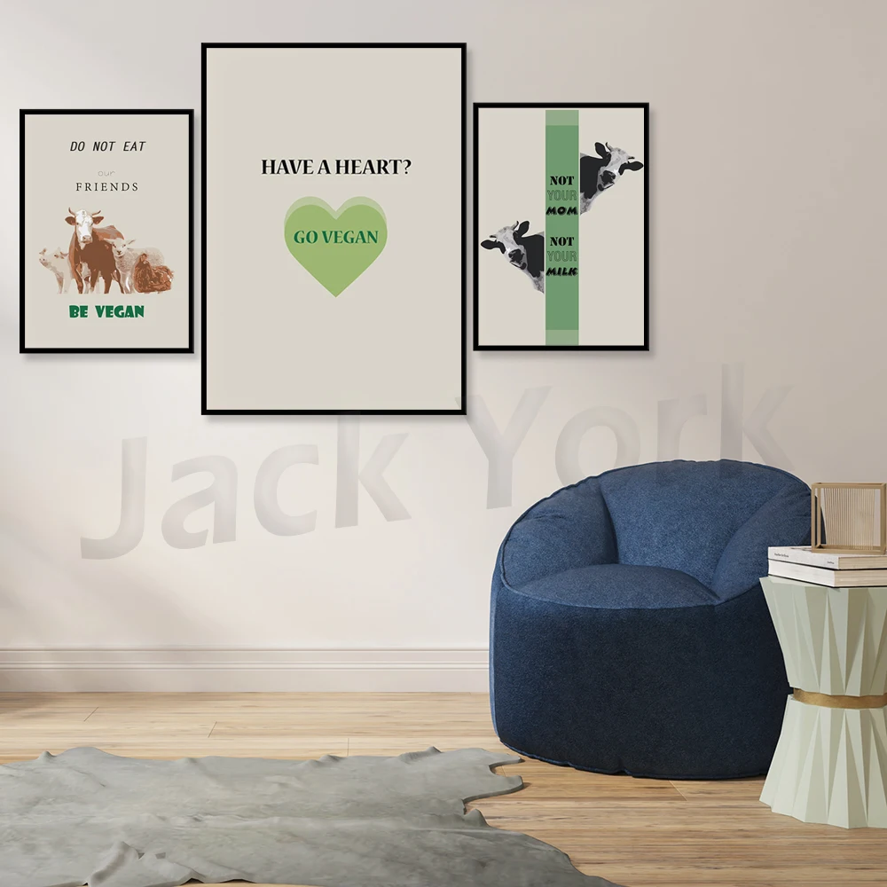Vegan Poster Set, Vegan Activism Printable, Scandi Print, Cooking Poster.