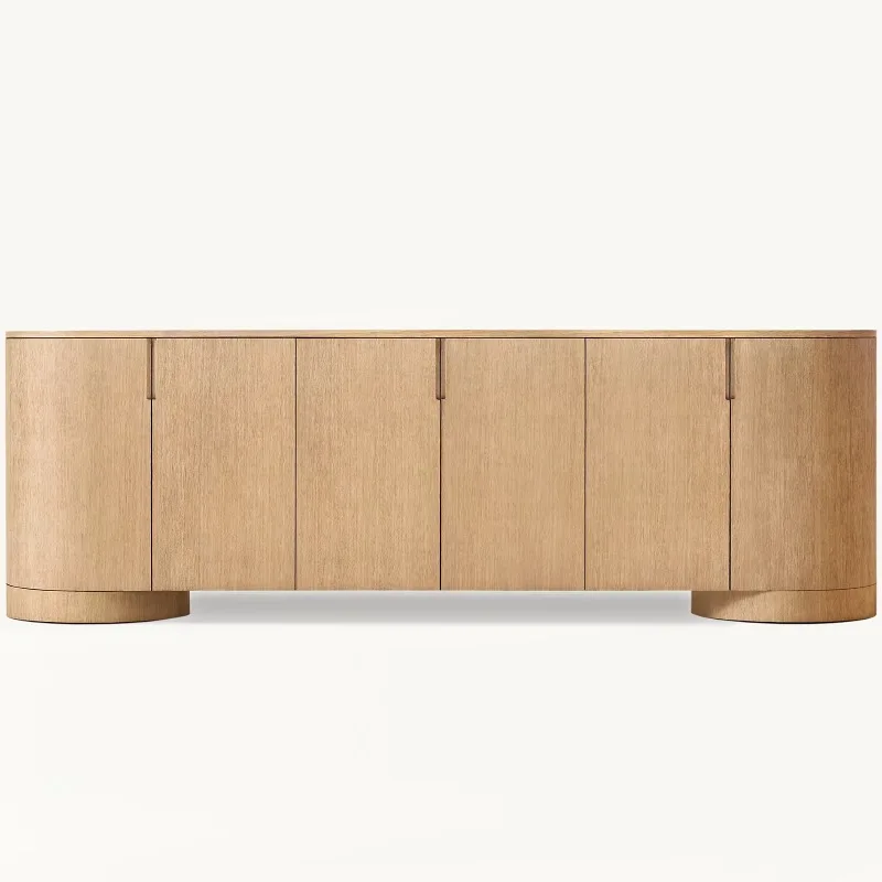 

Living room contemporary oak luxury furniture interior cabinets featuring 6-door solid wood sideboards