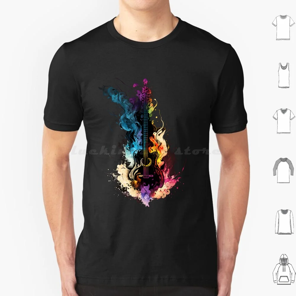 Electric Guitar Band Design Chromatic Coloured Flames T Shirt Cotton Men Women Diy Print Guitar Music Musician Electric Guitar