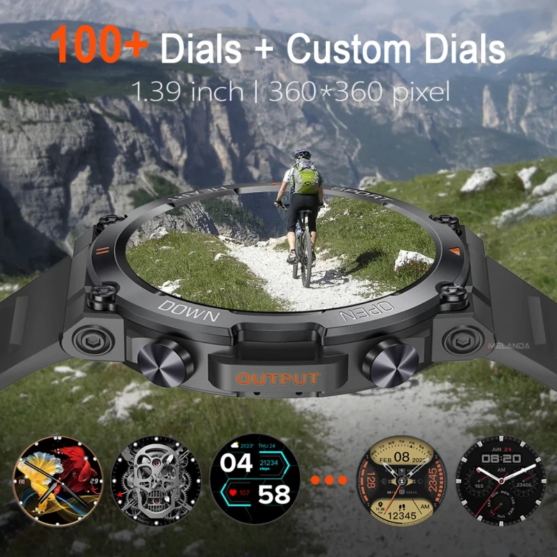 New 1.39 inch Men's Bluetooth Call Smart Watch Sports Fitness Tracker Heart Monitor Smartwatch For Android IOS 400mAh