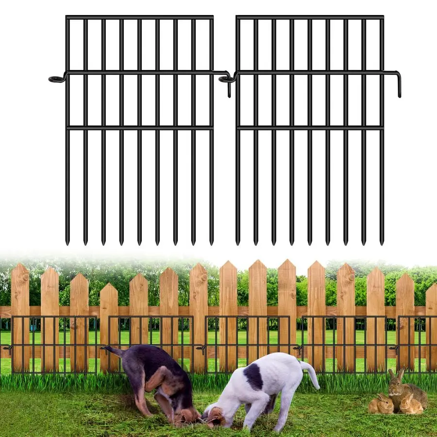 

Barrier Fence, 25 Panels No Dig Fences, 17inH X 27ftL Garden Fence Animal Barrier for Rabbits and Dog Under Fence Barrier, Rustp