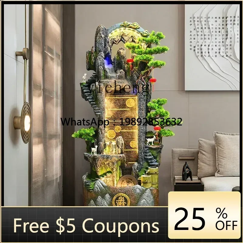 AF   flowing water makes money ornament circulating water feng shui wheel rockery waterscape floor decoration