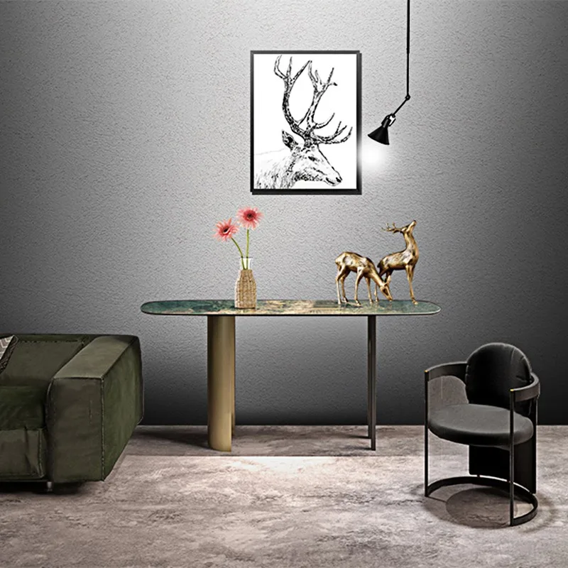 Italian light luxury entrance table, modern simple villa, living room against the wall, end view table, Amazon green entrance ta