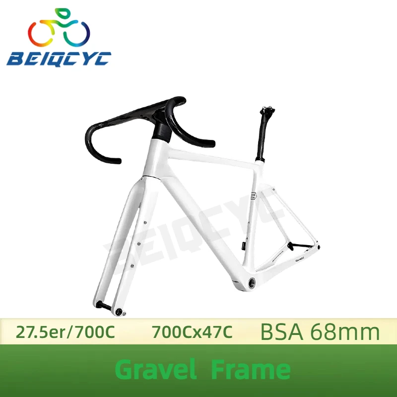 

700C Gravel Carbon frame Flat-Mounted Disc Brake 700C*47mm Fully Hidden Road Racing Gravel Bicycle Frameset