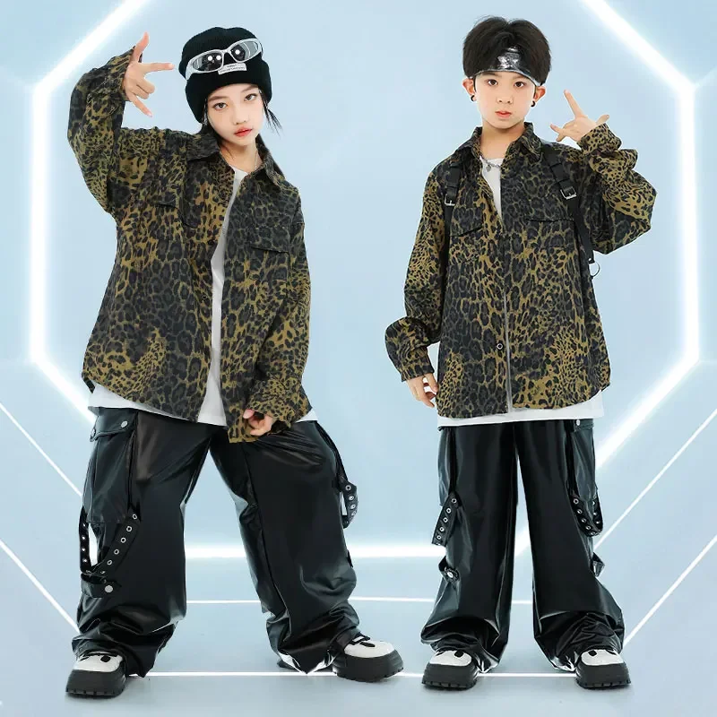 Jungen Hip Hop Lose Druck Hemd Cargo Hosen Mädchen Street Dance K-pop Tank Top Kinder Streetwear Kleidung Sets kinder Jazz Kostüme