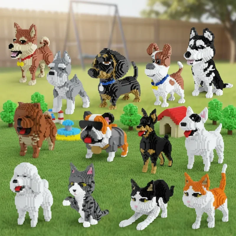 

NEW DIY Building Blocks Simulated Pet Dog Cat , Creative Assembly Toys ,Gift for Children Kids
