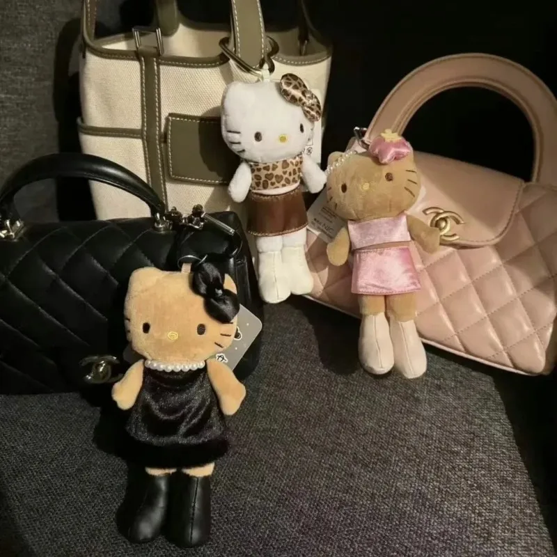 Hello Kitty Luipaard Lange Been Pop Kawaii Sleutelhanger Zwart Kt Kat Animatie Randapparatuur Speelgoed
