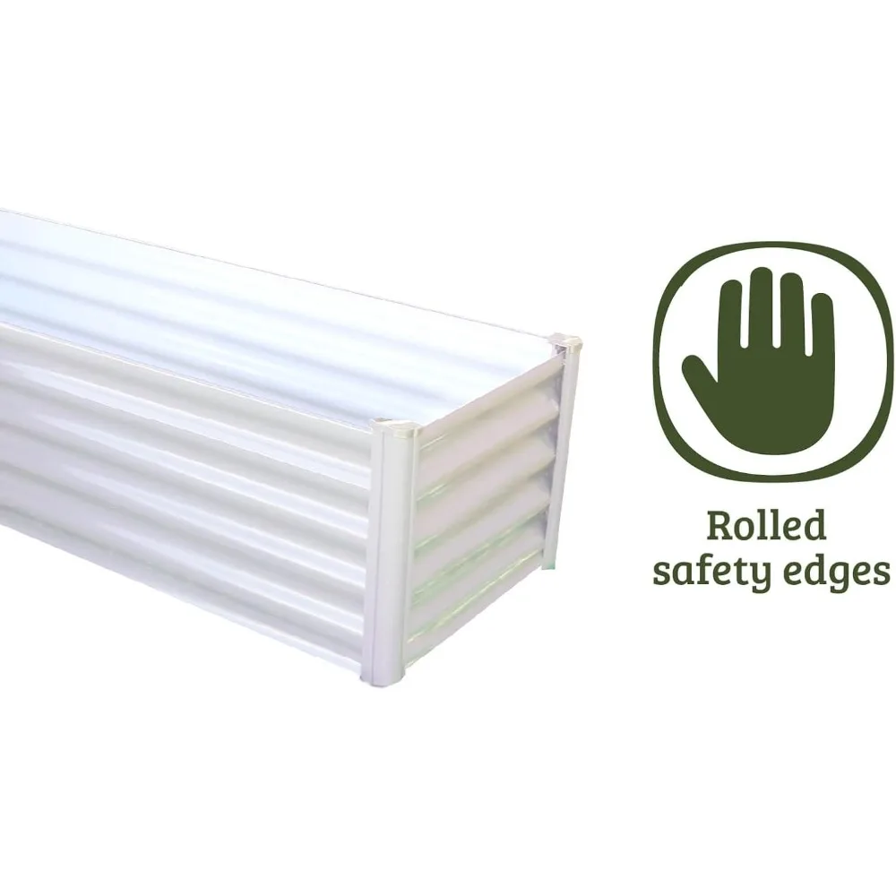 سرير حديقة مرتفع مجلفن ممتاز مقاس 4 × 3 بوصات على شكل حرف L مع سهولة التجميع، تصريف فائق لجميع النباتات #4