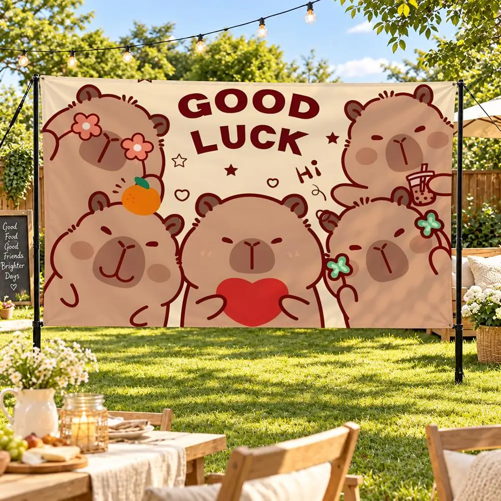 Capybara Influencer Living Flags Suitable For Party Club Outdoor Interior Wall Art Decoration Banner Fans Gift