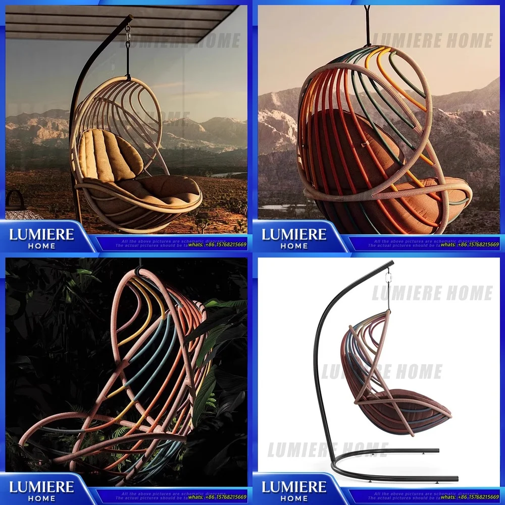 

Подвесное кресло-корзина из ротанга для улицы: качели для патио, балкона, сада. Современная скандинавская минималистичная мебель для отдыха.
