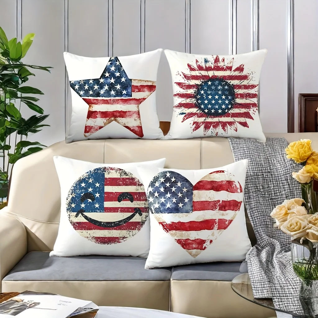 Retro creative flag design pattern Single-sided printing Short plush Suitable for living bedrooms sofas (excluding pillow cores)