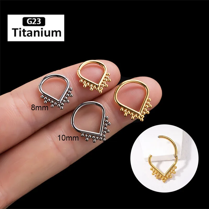 G23 Titanium Septo Clicker Hoop Anéis, Nariz Labret, Orelha Tragus, Cartilagem, Daith, Hélice Brincos, Stud Piercing Jóias, 1 Peça