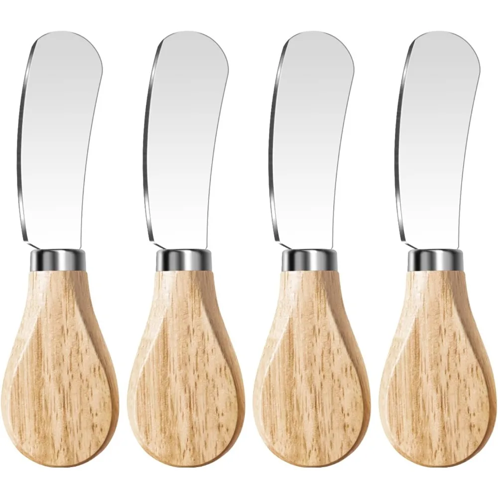 

Butter Knife Spreader, Cheese Spreader Knives Set of 4, Stainless Steel Butter Knives with Wooden Handle, Small Cheese Knives fo