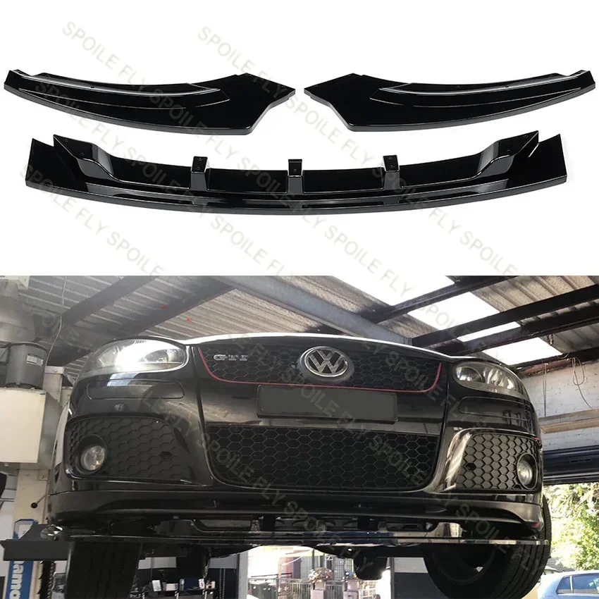 For Volkswagen VW Golf 5 MK5 GTI 2004 To 2009 GT Replacement Front Bumper Lip Spoiler Glossy Black Or Carbon Fiber Look Body Kit