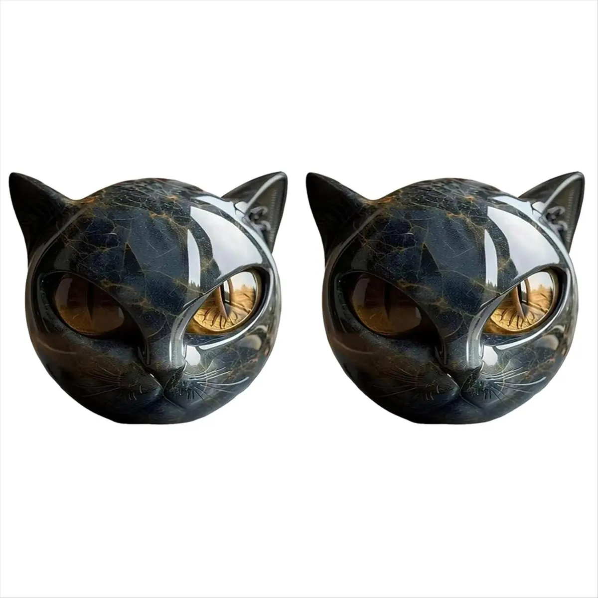 2026 Trend Decorative Cat Stone Figurine Resin Cat Head Healing Stone Texture Cat Stone Keepsake Gift Desk Cats Decor