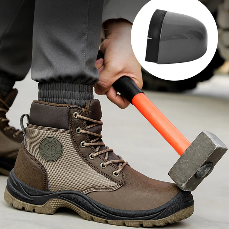 Men's Steel Toe Work Safety Shoes Lightweight Breathable Anti-smashing Work Shoes Male Boots Slip on Casual Sneaker Men Shoes 46