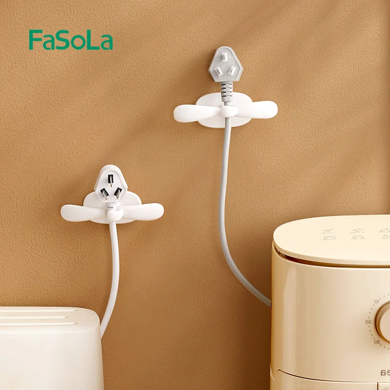 FaSoLa 2Pcs Creative Cord Winder Drill-Free Power Cord Plug Hook Holder Cable Organizer Storage Rack