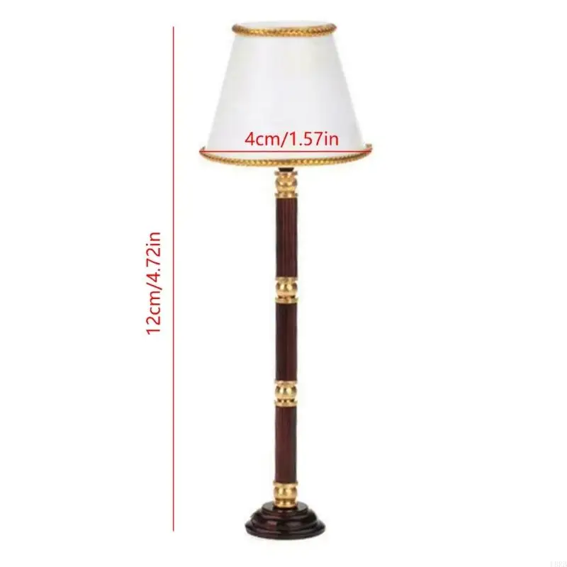 Elegante lampada da pavimento in miniatura da 1/12 bambola con tonalità bianca per bambola soggiorno scenica illuminazione L8RB