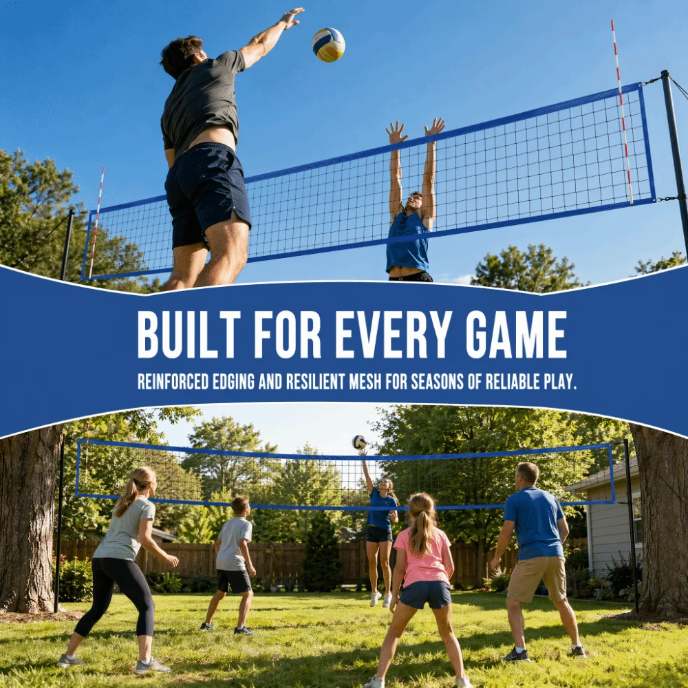 2pcs Covered Edge Beach Volleyball Net Durable Construction Standard Size Professional Volleyball Net Polyethylene