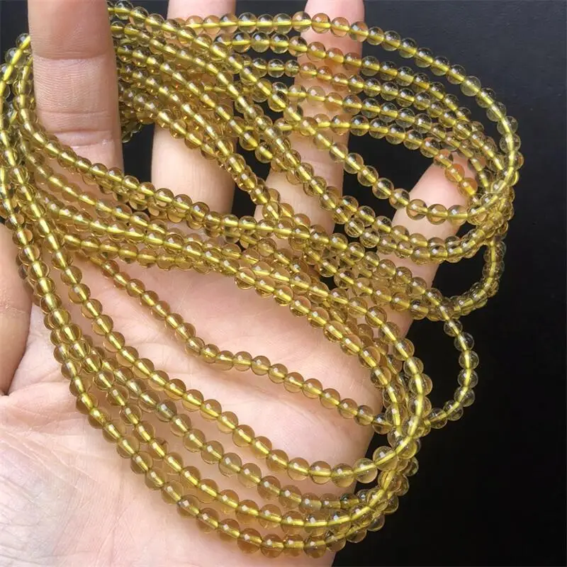 4.3MM Natural Libyan Lemon Quartz Triple Circle Bracelet Healing Fashion Reiki Crystal Fengshui Jewelry Birthday Gift 1pcs