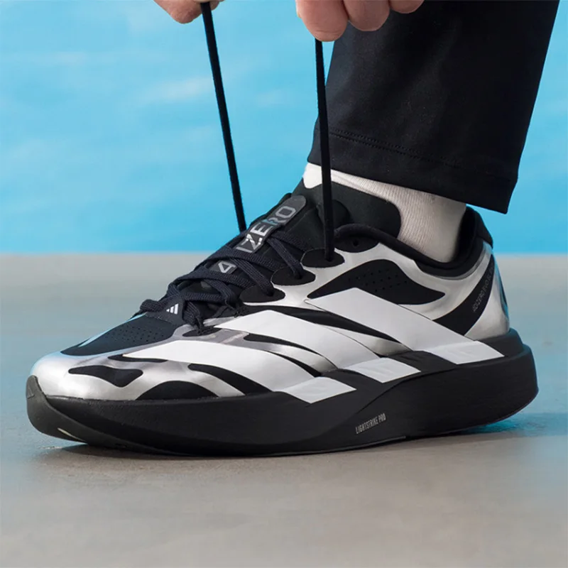 Adidas Black-Silver Racing Running Shoes - Breathable Mesh Upper Marathon Cushioning Sports Men's Running Shoes - KI4764