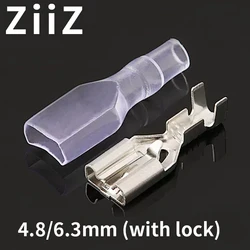 50/100Pcs Electric Wire Connectors Set 4.8/6.3mm With lock Female and male Crimp Terminal Connector Brass Silver Car Speaker