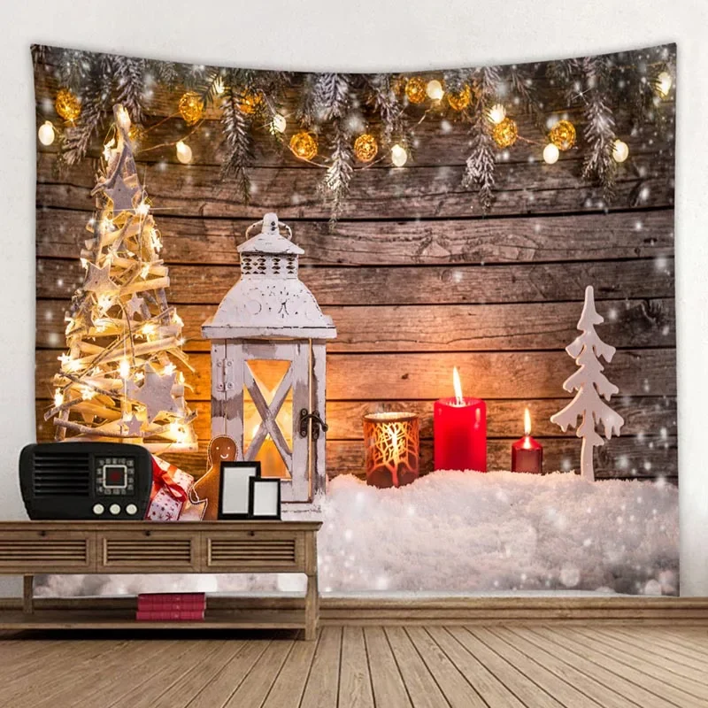 Christmas plank decoration tapestry bedroom living room wall hanging tapestries home decoration christmas mat christmas new year