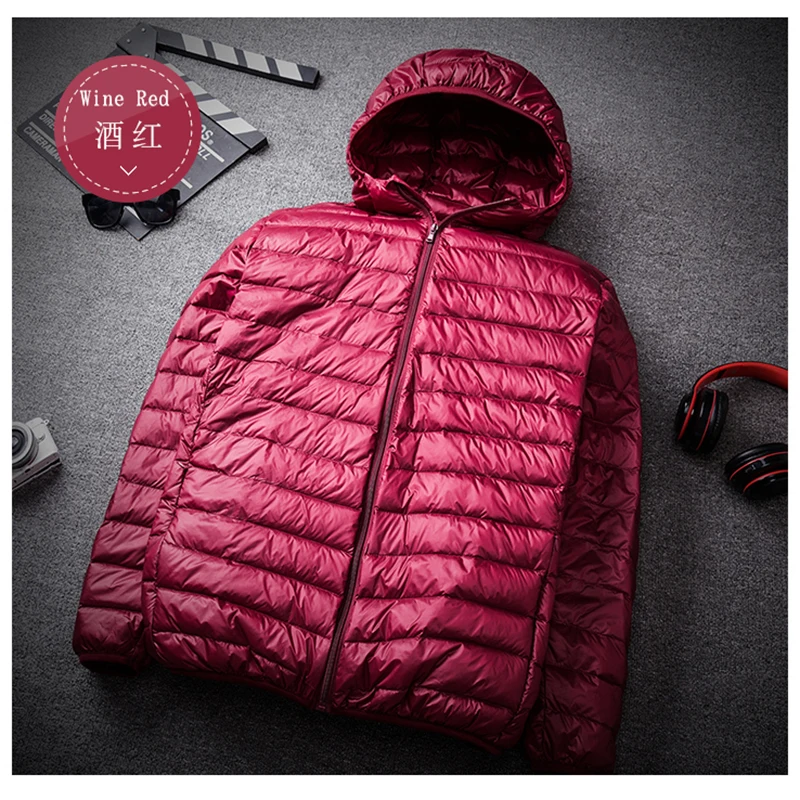 90% White Duck Down Hooded Jackets Warm Coat Parka Men Portable Outwear Mens Coat Autumn Winter Ultralight Thin Down Jacket