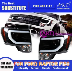 AKD Head Lamp for Ford Raptor F150 LED Headlight 2008-2014 Headlights F150 DRL Turn Signal High Beam Angel Eye Projector Lens