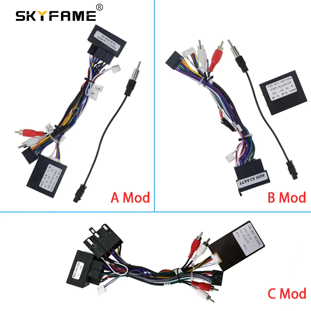 

SKYFAME Car 16pin Wiring Harness Power Cable Adapter Canbus Box Decoder For Audi A3 A4 TT A6 OD-AUDI-01