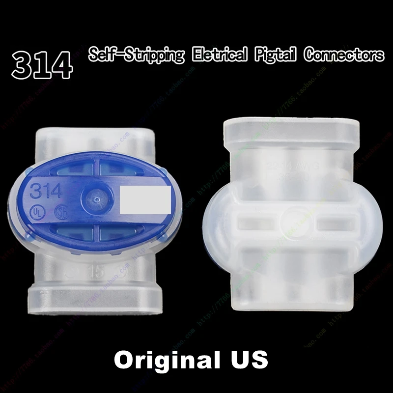 100PCS/LOT US Scotchlok 314 Self-Stripping Moisture Resistant, Electrical Pigtail Connectors fit 22-24AWG wires